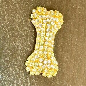 Super Sparkly Gold Rhinestone Dog Bone Pendant